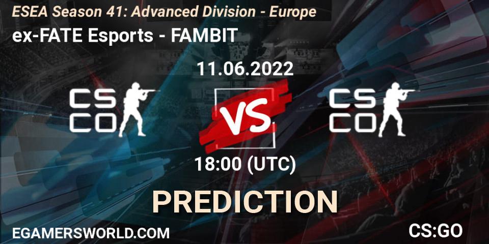 ex-FATE Esports - FAMBIT: прогноз. 11.06.2022 at 18:00, Counter-Strike (CS2), ESEA Season 41: Advanced Division - Europe