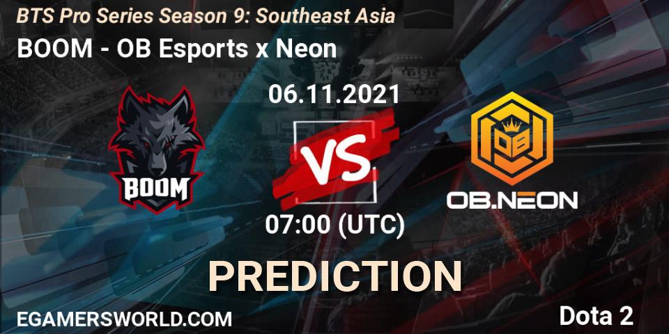BOOM - OB Esports x Neon: прогноз. 30.10.2021 at 09:00, Dota 2, BTS Pro Series Season 9: Southeast Asia
