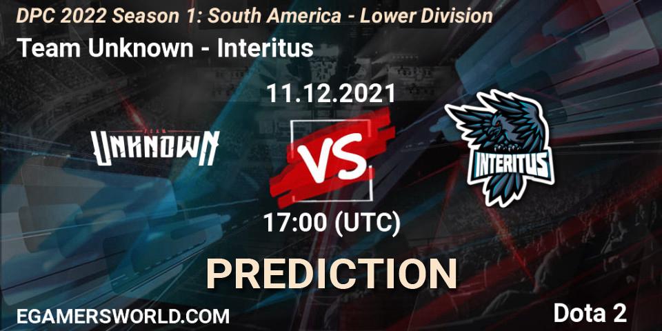 Team Unknown - Interitus: прогноз. 11.12.21, Dota 2, DPC 2022 Season 1: South America - Lower Division