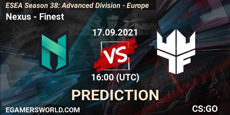 Nexus - Finest: прогноз. 17.09.2021 at 16:00, Counter-Strike (CS2), ESEA Season 38: Advanced Division - Europe