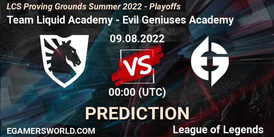 Team Liquid Academy - Evil Geniuses Academy: прогноз. 09.08.22, LoL, LCS Proving Grounds Summer 2022 - Playoffs