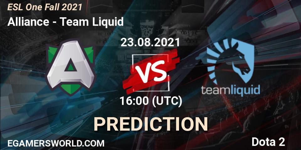 Alliance - Team Liquid: прогноз. 24.08.2021 at 16:00, Dota 2, ESL One Fall 2021