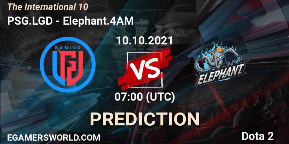 PSG.LGD - Elephant.4AM: прогноз. 10.10.2021 at 07:00, Dota 2, The Internationa 2021