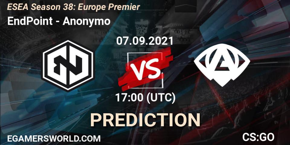 EndPoint - Anonymo: прогноз. 07.09.2021 at 17:00, Counter-Strike (CS2), ESEA Season 38: Europe Premier