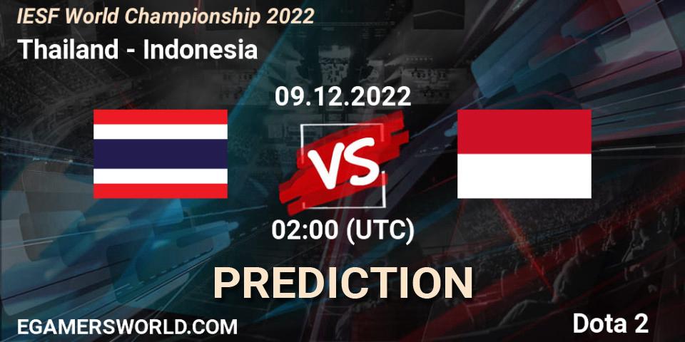 Thailand - Indonesia: прогноз. 09.12.2022 at 02:11, Dota 2, IESF World Championship 2022 