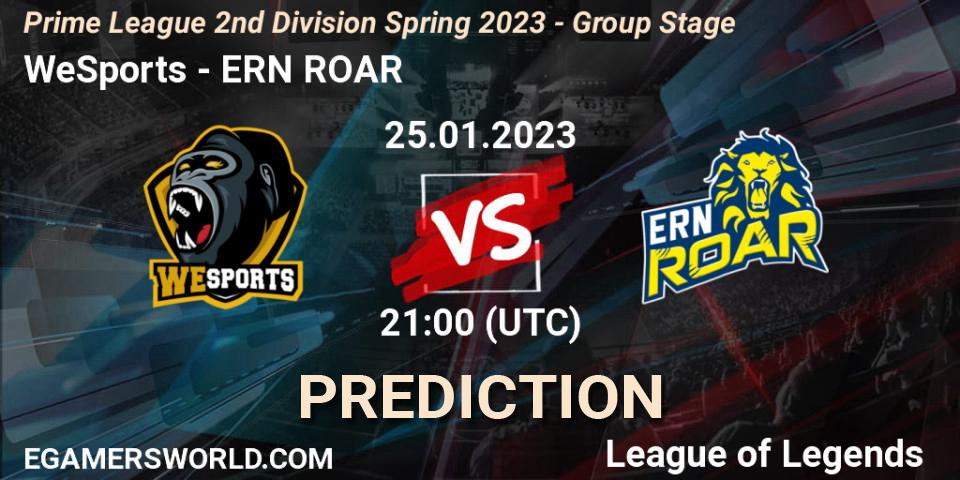 WeSports - ERN ROAR: прогноз. 25.01.23, LoL, Prime League 2nd Division Spring 2023 - Group Stage