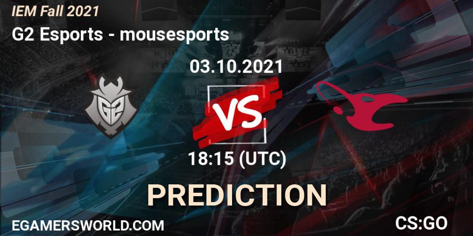 G2 Esports - mousesports: прогноз. 03.10.21, CS2 (CS:GO), IEM Fall 2021: Europe RMR
