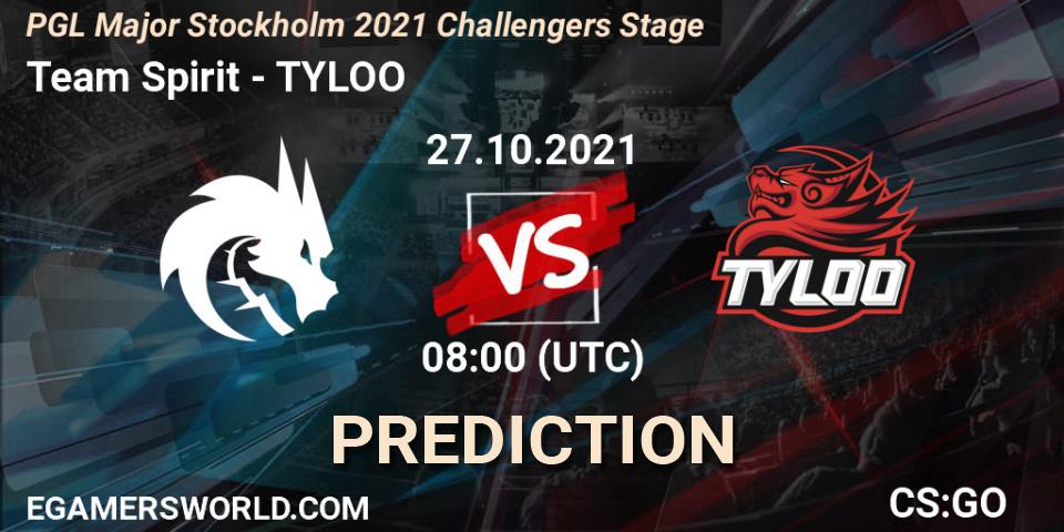 Team Spirit - TYLOO: прогноз. 27.10.2021 at 08:10, Counter-Strike (CS2), PGL Major Stockholm 2021 Challengers Stage