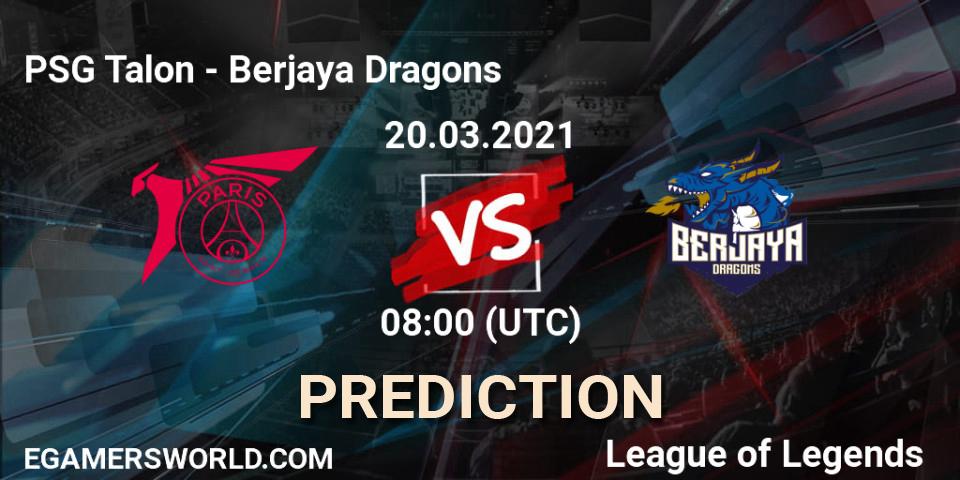 PSG Talon - Berjaya Dragons: прогноз. 20.03.2021 at 09:30, LoL, PCS Spring 2021 - Group Stage