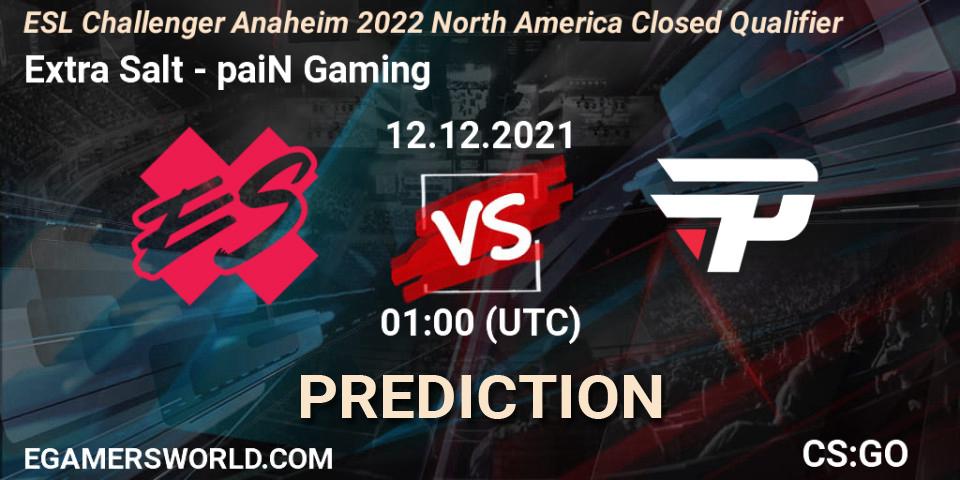 Extra Salt - paiN Gaming: прогноз. 12.12.21, CS2 (CS:GO), ESL Challenger Anaheim 2022 North America Closed Qualifier