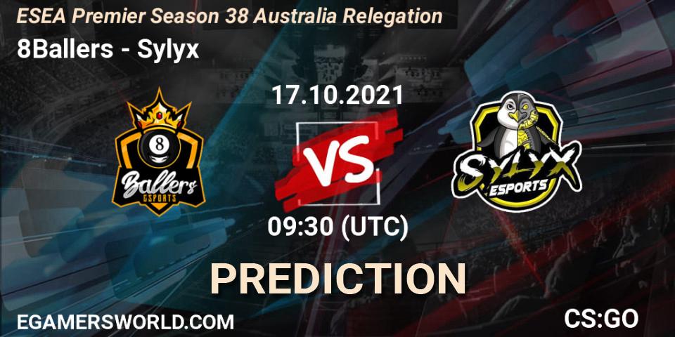 8Ballers - Sylyx: прогноз. 17.10.2021 at 09:30, Counter-Strike (CS2), ESEA Premier Season 38 Australia Relegation