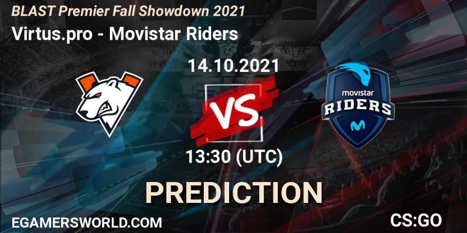 Virtus.pro - Movistar Riders: прогноз. 14.10.2021 at 13:30, Counter-Strike (CS2), BLAST Premier Fall Showdown 2021