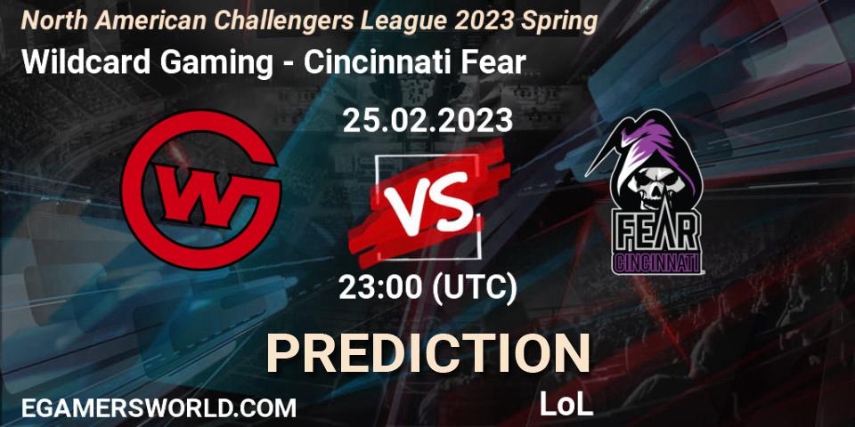 Wildcard Gaming - Cincinnati Fear: прогноз. 25.02.2023 at 23:00, LoL, NACL 2023 Spring - Group Stage