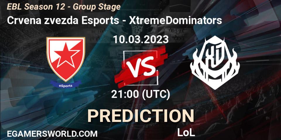Crvena zvezda Esports - XtremeDominators: прогноз. 10.03.23, LoL, EBL Season 12 - Group Stage