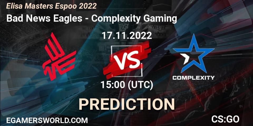 Bad News Eagles - Complexity Gaming: прогноз. 17.11.22, CS2 (CS:GO), Elisa Masters Espoo 2022