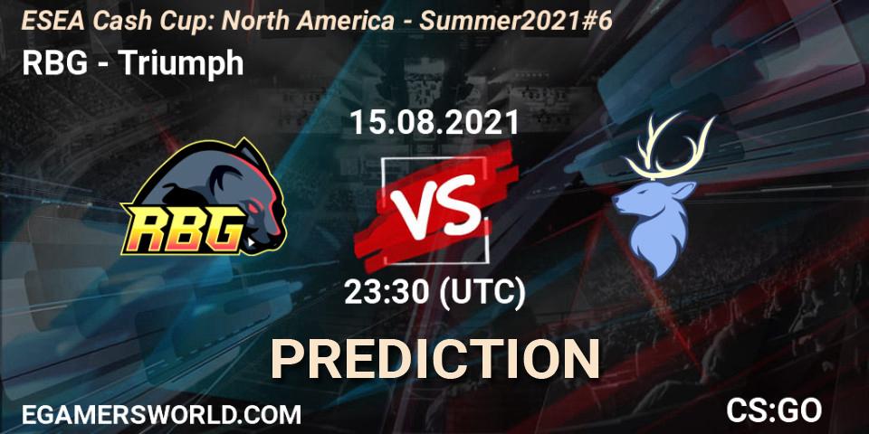 RBG - Triumph: прогноз. 15.08.2021 at 23:30, Counter-Strike (CS2), ESEA Cash Cup: North America - Summer 2021 #6