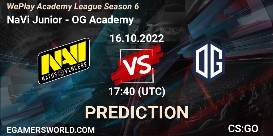 NaVi Junior - OG Academy: прогноз. 28.10.2022 at 15:55, Counter-Strike (CS2), WePlay Academy League Season 6