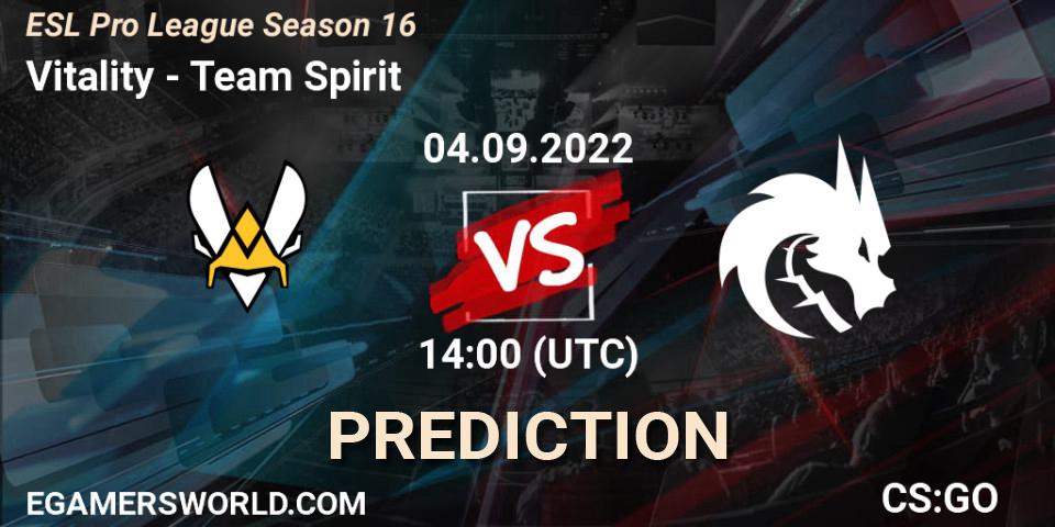 Vitality - Team Spirit: прогноз. 04.09.2022 at 17:30, Counter-Strike (CS2), ESL Pro League Season 16
