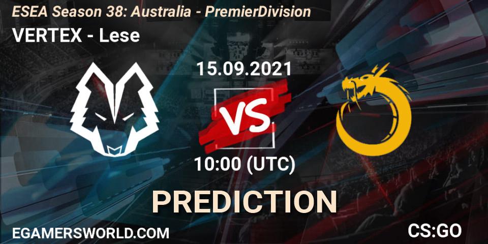 VERTEX - Lese: прогноз. 20.09.2021 at 10:00, Counter-Strike (CS2), ESEA Season 38: Australia - Premier Division