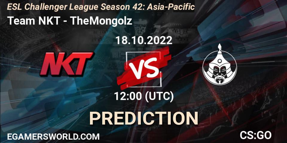 Team NKT - TheMongolz: прогноз. 18.10.2022 at 12:00, Counter-Strike (CS2), ESL Challenger League Season 42: Asia-Pacific