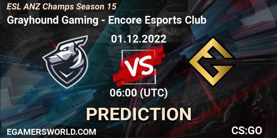 Grayhound Gaming - Encore Esports Club: прогноз. 01.12.2022 at 06:00, Counter-Strike (CS2), ESL ANZ Champs Season 15