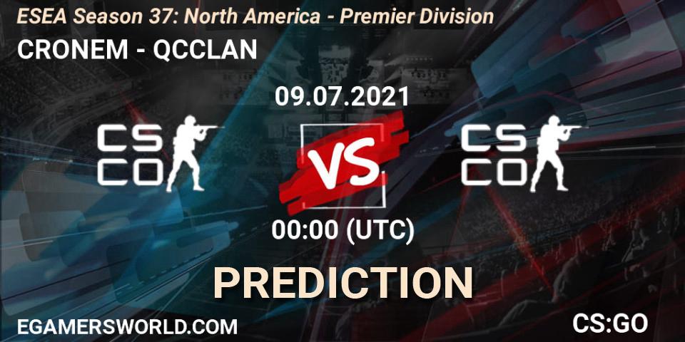 CRONEM - QCCLAN: прогноз. 12.07.2021 at 00:00, Counter-Strike (CS2), ESEA Season 37: North America - Premier Division