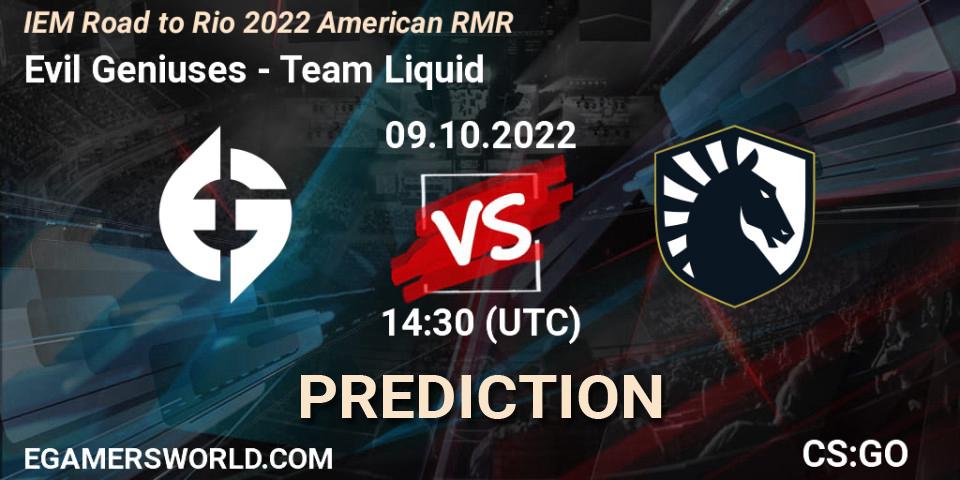 Evil Geniuses - Team Liquid: прогноз. 09.10.22, CS2 (CS:GO), IEM Road to Rio 2022 American RMR