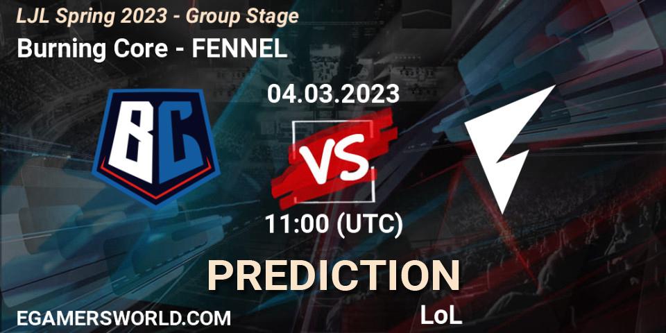 Burning Core - FENNEL: прогноз. 04.03.2023 at 11:15, LoL, LJL Spring 2023 - Group Stage
