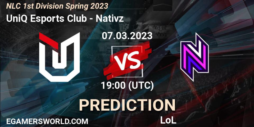UniQ Esports Club - Nativz: прогноз. 08.02.23, LoL, NLC 1st Division Spring 2023