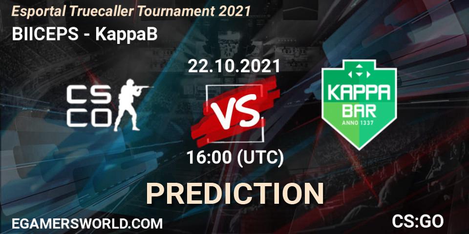 BIICEPS - KappaB: прогноз. 22.10.2021 at 16:25, Counter-Strike (CS2), Esportal Truecaller Tournament