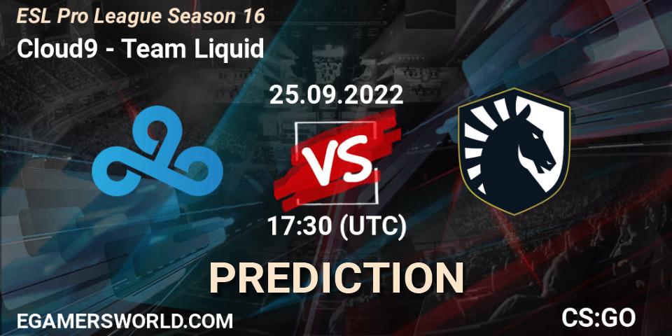 Cloud9 - Team Liquid: прогноз. 25.09.2022 at 17:30, Counter-Strike (CS2), ESL Pro League Season 16