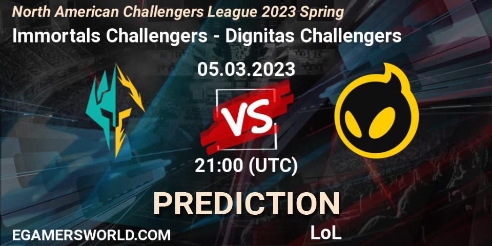 Immortals Challengers - Dignitas Challengers: прогноз. 05.03.2023 at 21:00, LoL, NACL 2023 Spring - Group Stage