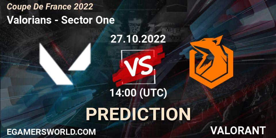 Valorians - Sector One: прогноз. 27.10.2022 at 14:00, VALORANT, Coupe De France 2022