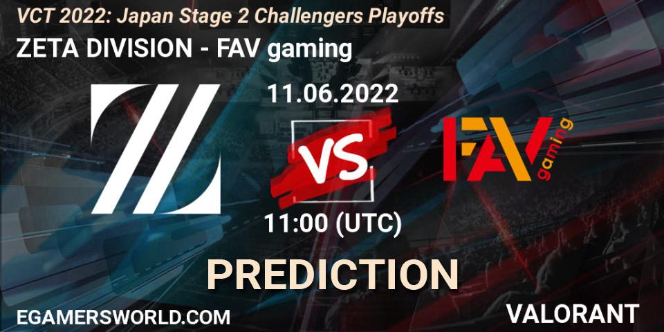 ZETA DIVISION - FAV gaming: прогноз. 11.06.2022 at 12:10, VALORANT, VCT 2022: Japan Stage 2 Challengers Playoffs