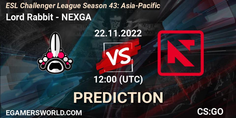Lord Rabbit - NEXGA: прогноз. 22.11.22, CS2 (CS:GO), ESL Challenger League Season 43: Asia-Pacific