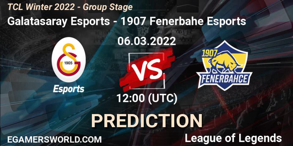 Galatasaray Esports - 1907 Fenerbahçe Esports: прогноз. 06.03.2022 at 12:00, LoL, TCL Winter 2022 - Group Stage