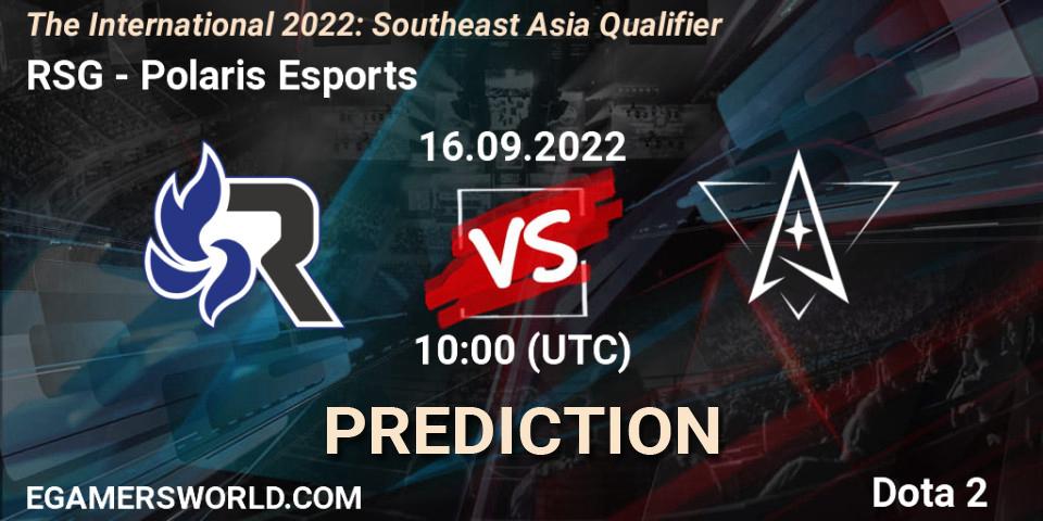 RSG - Polaris Esports: прогноз. 16.09.2022 at 09:19, Dota 2, The International 2022: Southeast Asia Qualifier