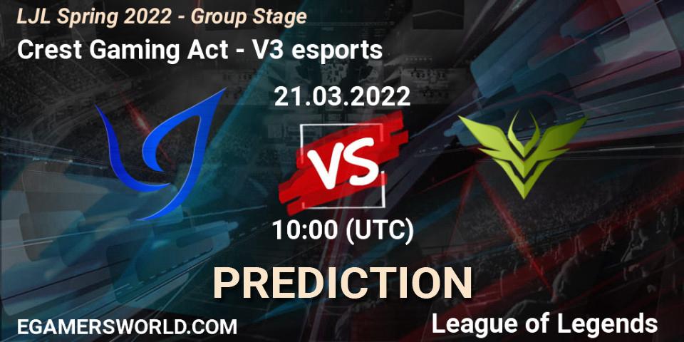 Crest Gaming Act - V3 esports: прогноз. 21.03.2022 at 10:00, LoL, LJL Spring 2022 - Group Stage