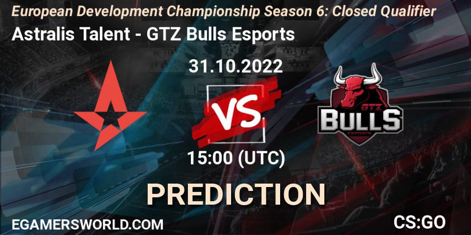 Astralis Talent - GTZ Bulls Esports: прогноз. 31.10.22, CS2 (CS:GO), European Development Championship Season 6: Closed Qualifier