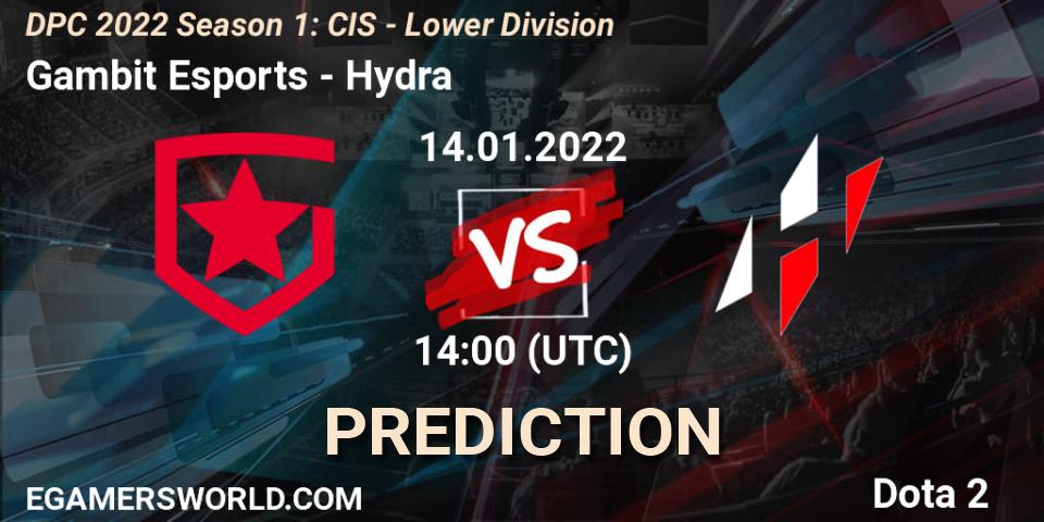 Gambit Esports - Hydra: прогноз. 14.01.2022 at 14:01, Dota 2, DPC 2022 Season 1: CIS - Lower Division