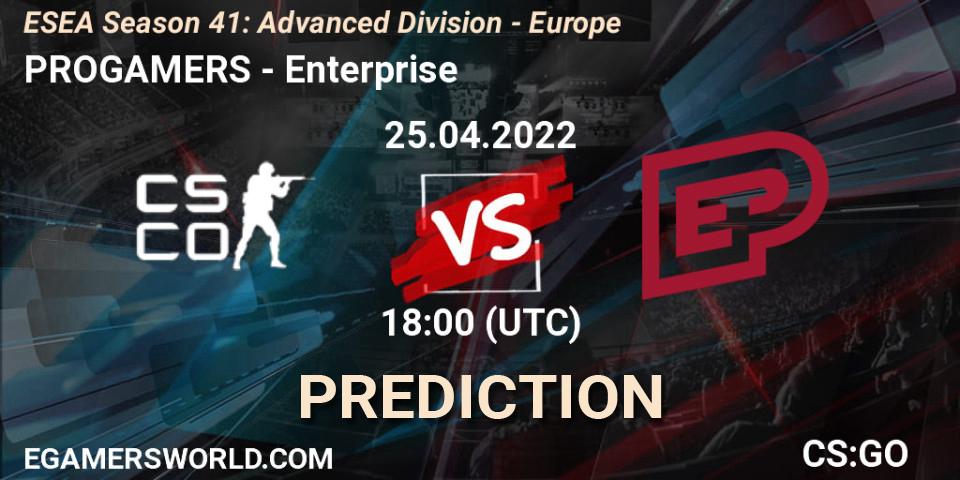 ProGamers - Enterprise: прогноз. 25.04.2022 at 18:00, Counter-Strike (CS2), ESEA Season 41: Advanced Division - Europe