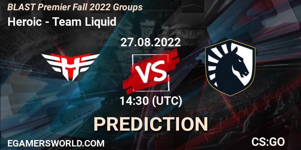 Heroic - Team Liquid: прогноз. 27.08.2022 at 14:30, Counter-Strike (CS2), BLAST Premier Fall 2022 Groups