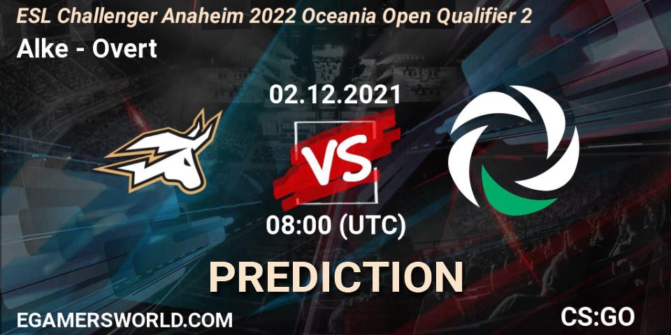 Alke - Overt: прогноз. 02.12.2021 at 08:00, Counter-Strike (CS2), ESL Challenger Anaheim 2022 Oceania Open Qualifier 2
