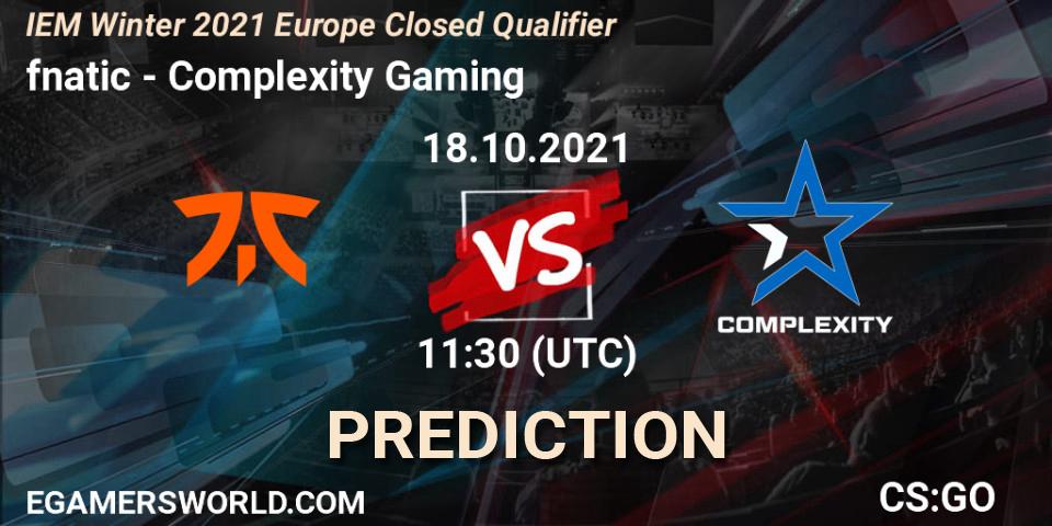 fnatic - Complexity Gaming: прогноз. 18.10.2021 at 11:30, Counter-Strike (CS2), IEM Winter 2021 Europe Closed Qualifier