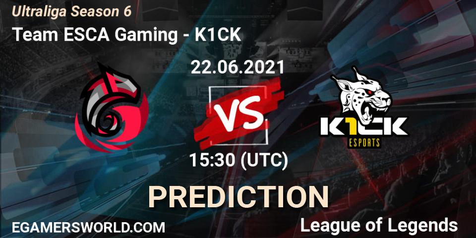 Team ESCA Gaming - K1CK: прогноз. 22.06.21, LoL, Ultraliga Season 6