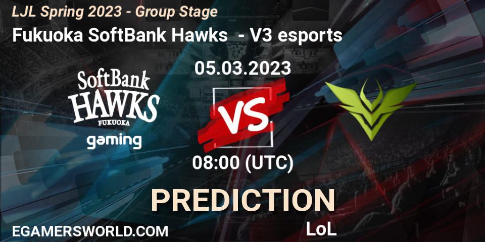 Fukuoka SoftBank Hawks - V3 esports: прогноз. 05.03.2023 at 08:00, LoL, LJL Spring 2023 - Group Stage