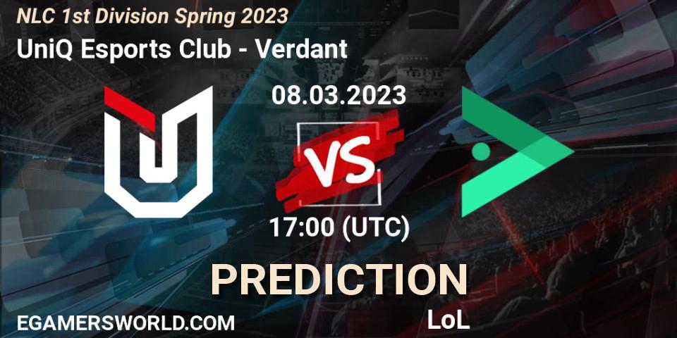 UniQ Esports Club - Verdant: прогноз. 14.02.2023 at 20:00, LoL, NLC 1st Division Spring 2023