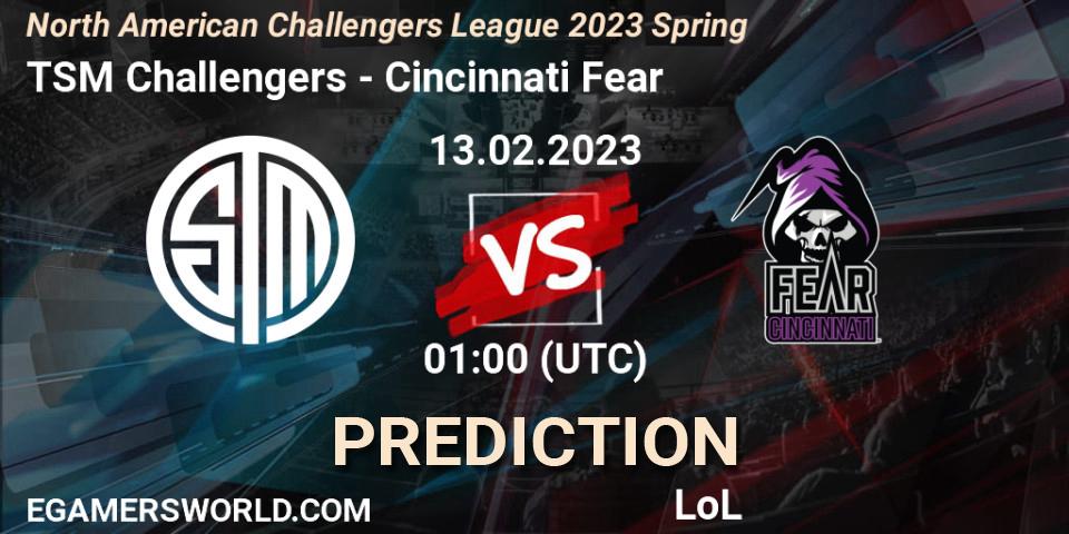 TSM Challengers - Cincinnati Fear: прогноз. 13.02.2023 at 00:30, LoL, NACL 2023 Spring - Group Stage
