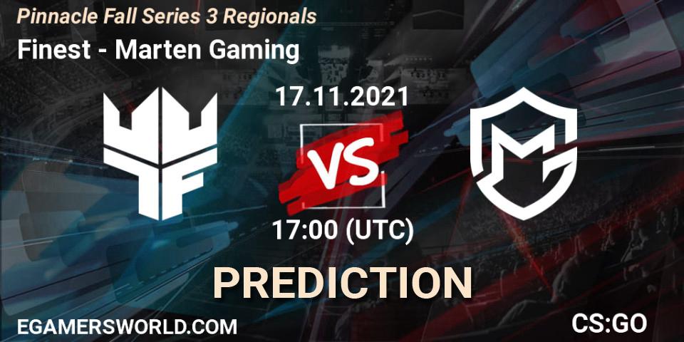 Finest - Marten Gaming: прогноз. 17.11.2021 at 17:15, Counter-Strike (CS2), Pinnacle Fall Series 3 Regionals