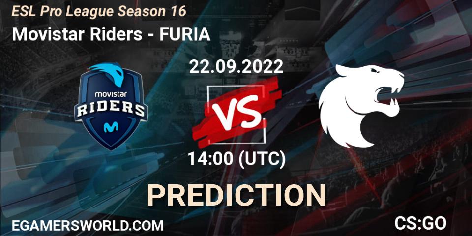 Movistar Riders - FURIA: прогноз. 22.09.2022 at 14:00, Counter-Strike (CS2), ESL Pro League Season 16